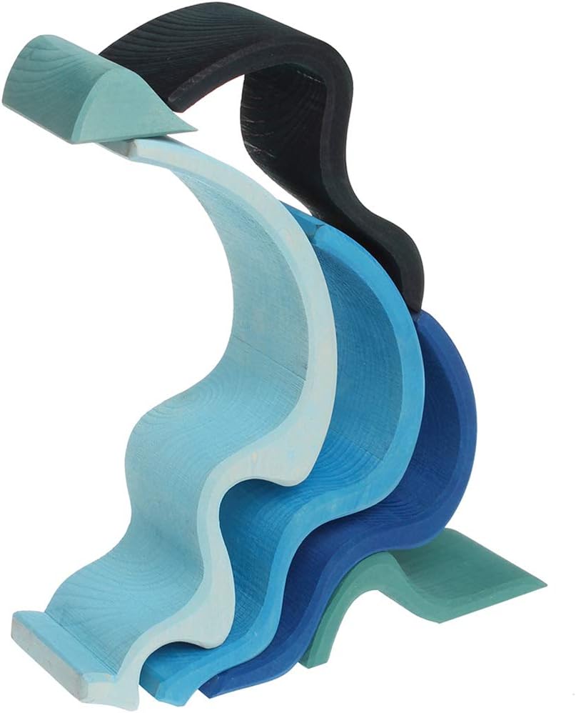 Fidtoy Sea Waves Rainbow Toys Jouet à empiler en bois pour enfants