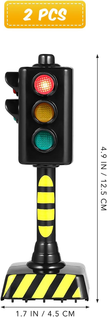 STOBOK 2Pcs Traffic Light Toy for Kids, Mini Traffic Signal Light Model, Realistic Road Scene for Children Learning Rules Educational Toy