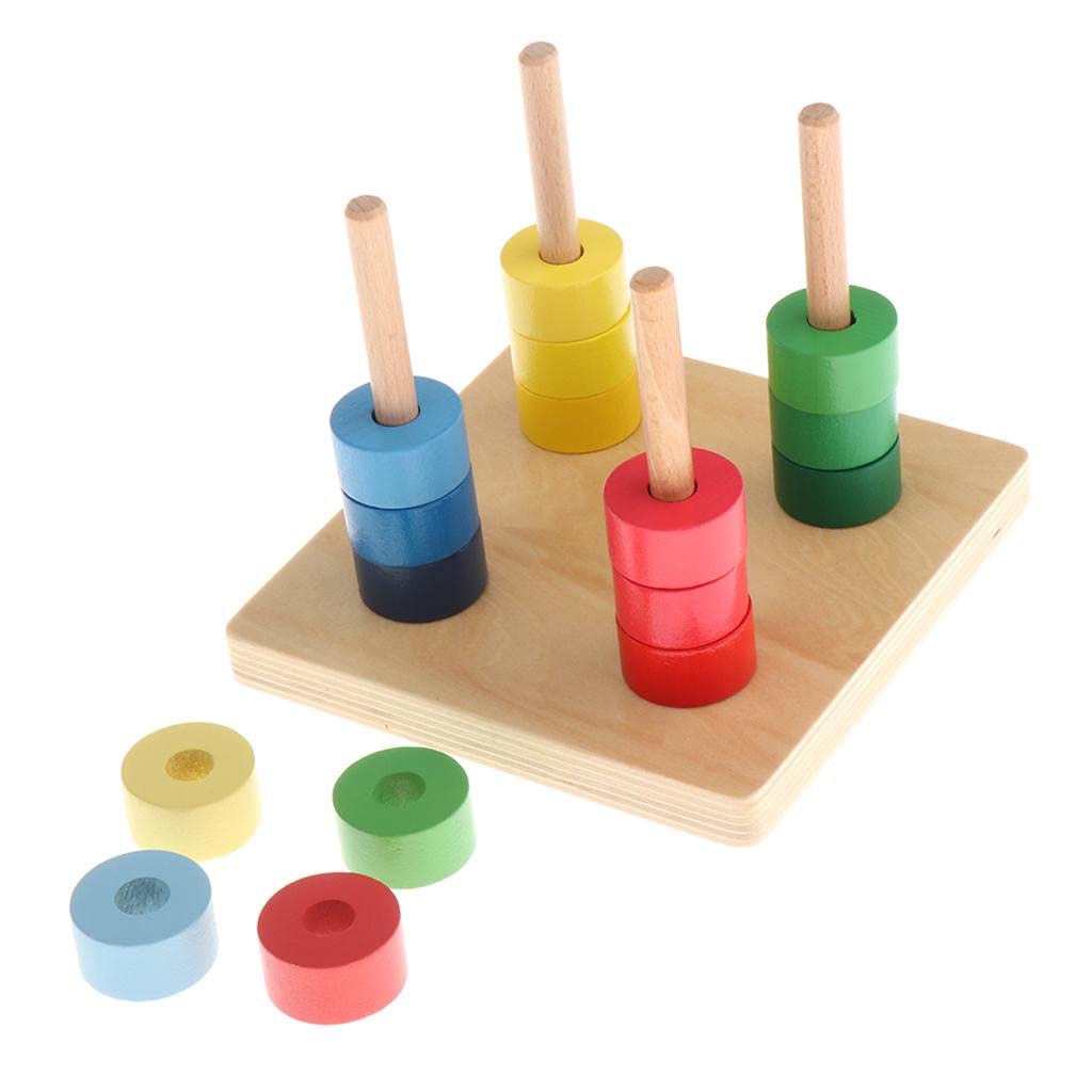 Círculos de colores Montessori Fidtoy – Juguete de madera para clasificar formas y colores para niños pequeños