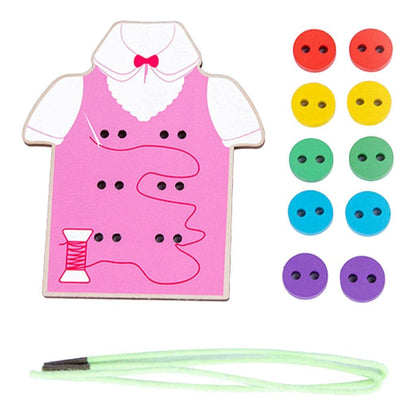 UJEAVETTE Montessori Educational Toys Threading Toys for Toddlers Gifts Clothes Pink