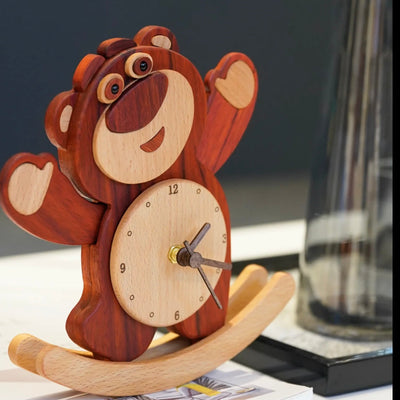 Horloge à bascule en bois Disney Lotso – Horloge artisanale en bois massif avec mouvement de balancier