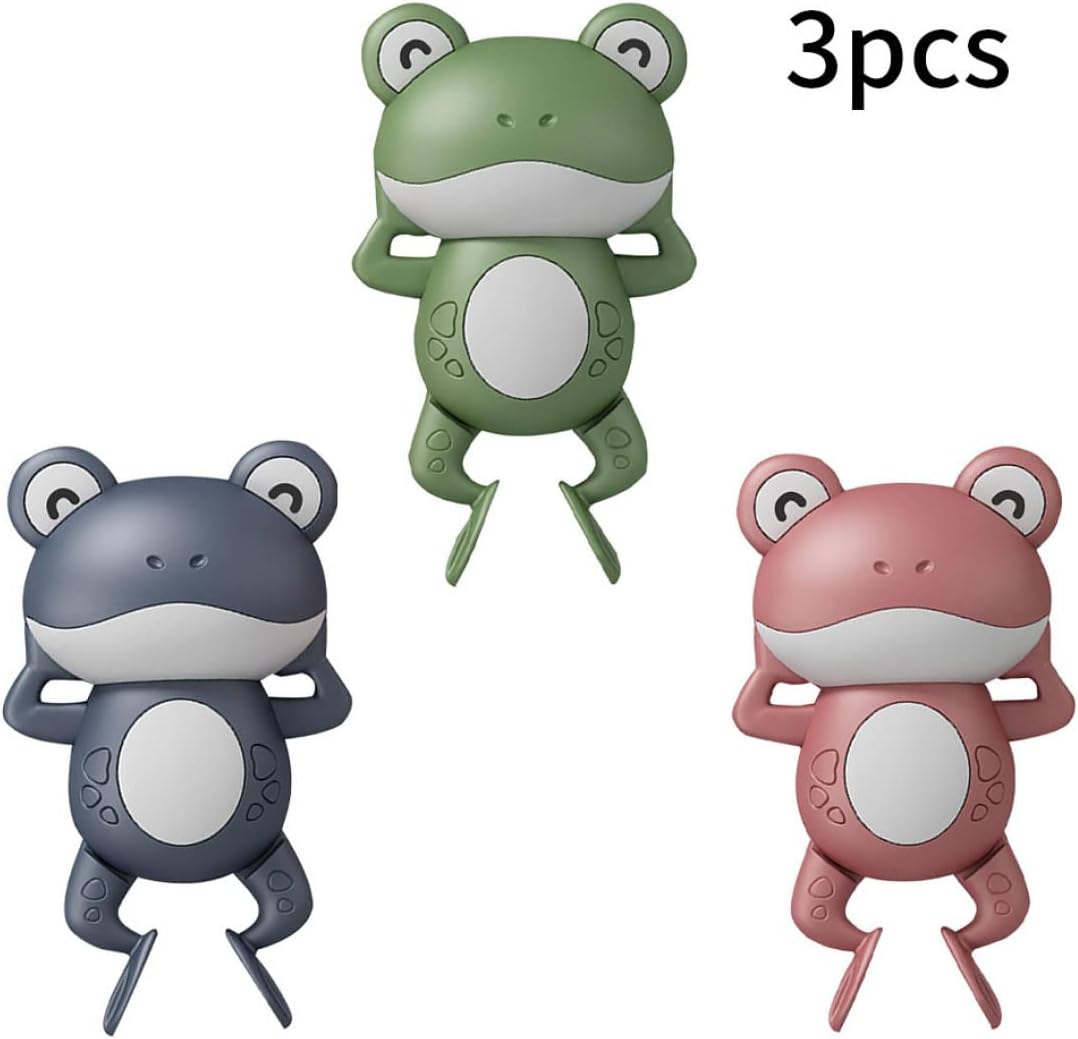 Fidtoy Wind-Up Swimming Frog Bath Toys for Toddlers – Floating Frog Water Toys 3 Pack