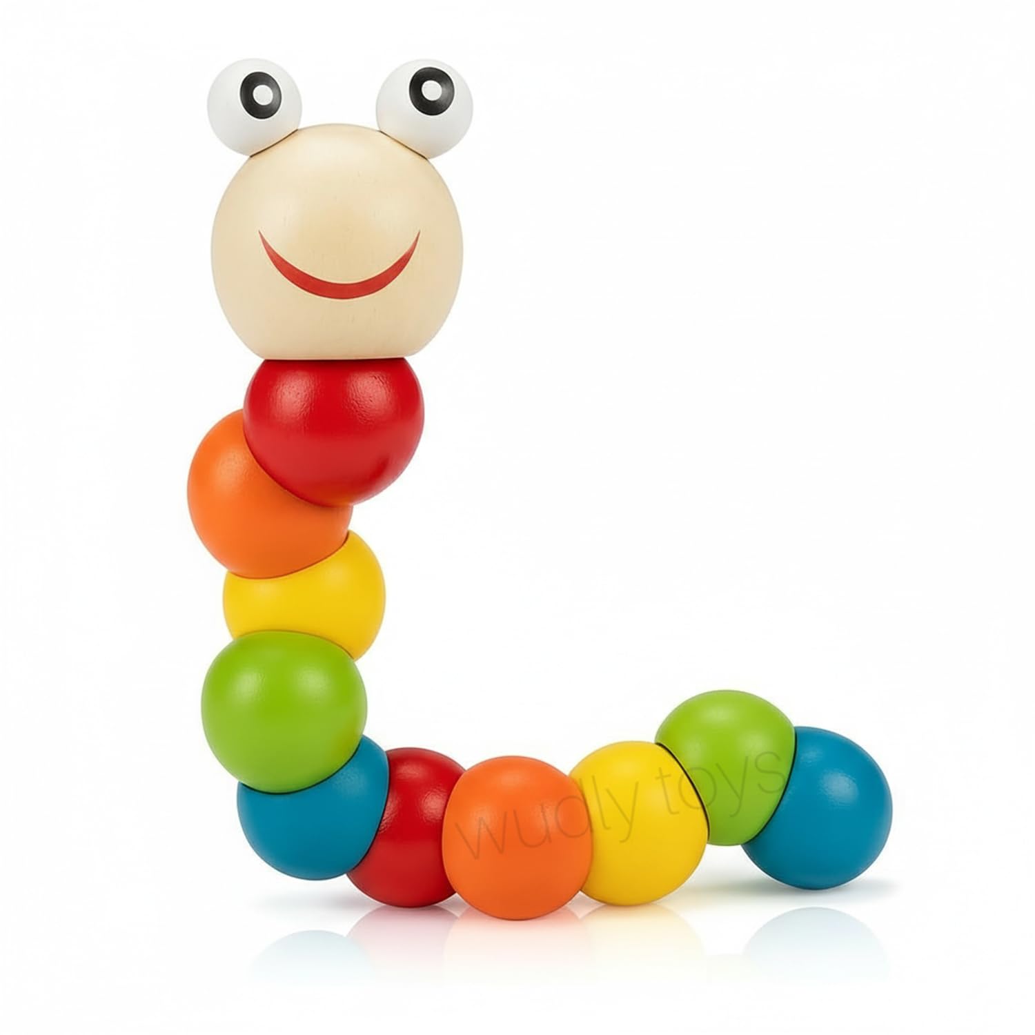 Fidtoy Wooden Colorful Movable Caterpillar Rattle for Toddlers | Montessori Twisting Caterpillar Toy, Fine Motor Skills, Sensory Play & Hand-Eye Coordination Toy Age 12M+