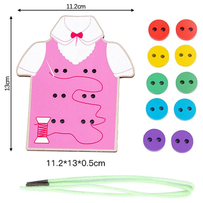 UJEAVETTE Montessori Educational Toys Threading Toys for Toddlers Gifts Clothes Pink
