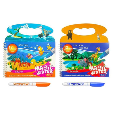 Fidtoy Magic Water Book - Animal Reusable Coloring Activity for Kids 3+