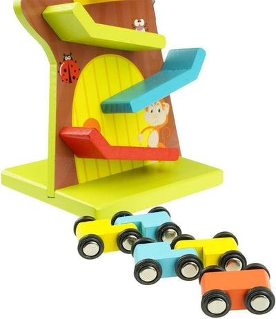 Fidtoy Wooden 9-Layer Ramp Track & Racing Car Play Set – Developmental Toy for Toddlers