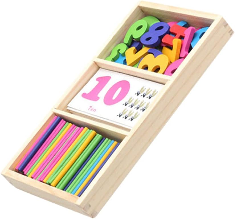 Fidtoy Wooden Math Counting Sticks Toy Montessori Number Learning Set for Preschool Kids