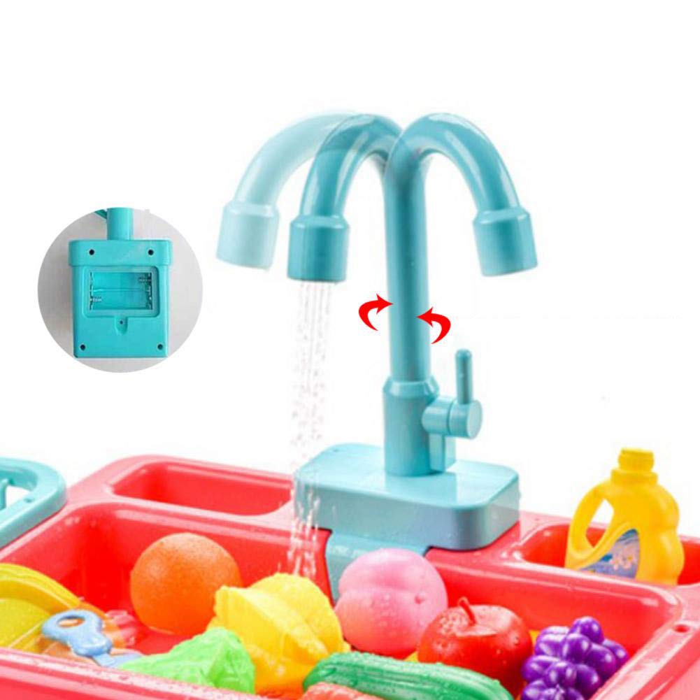 Fidtoy Kitchen Dish Washer Sink Pretend Play Kit with Running Water for Kids Kitchen Role Play