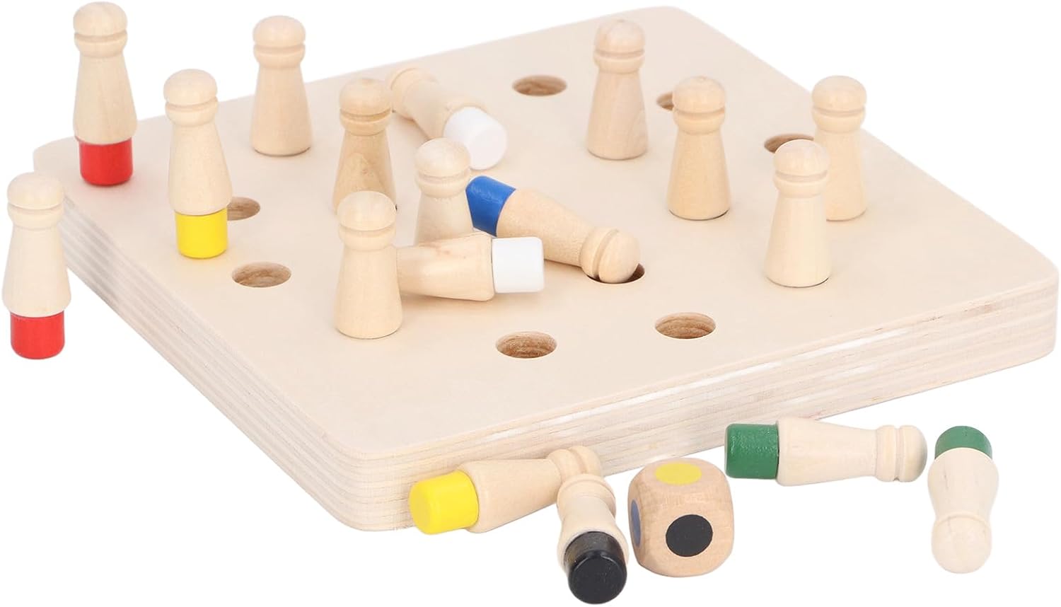 Fidtoy Wooden Color Memory Chess Game for Kids | Montessori Memory Matching Board Game, Color Recognition, Attention, Fine Motor Skills & Family Game Night Toy Age 2-6