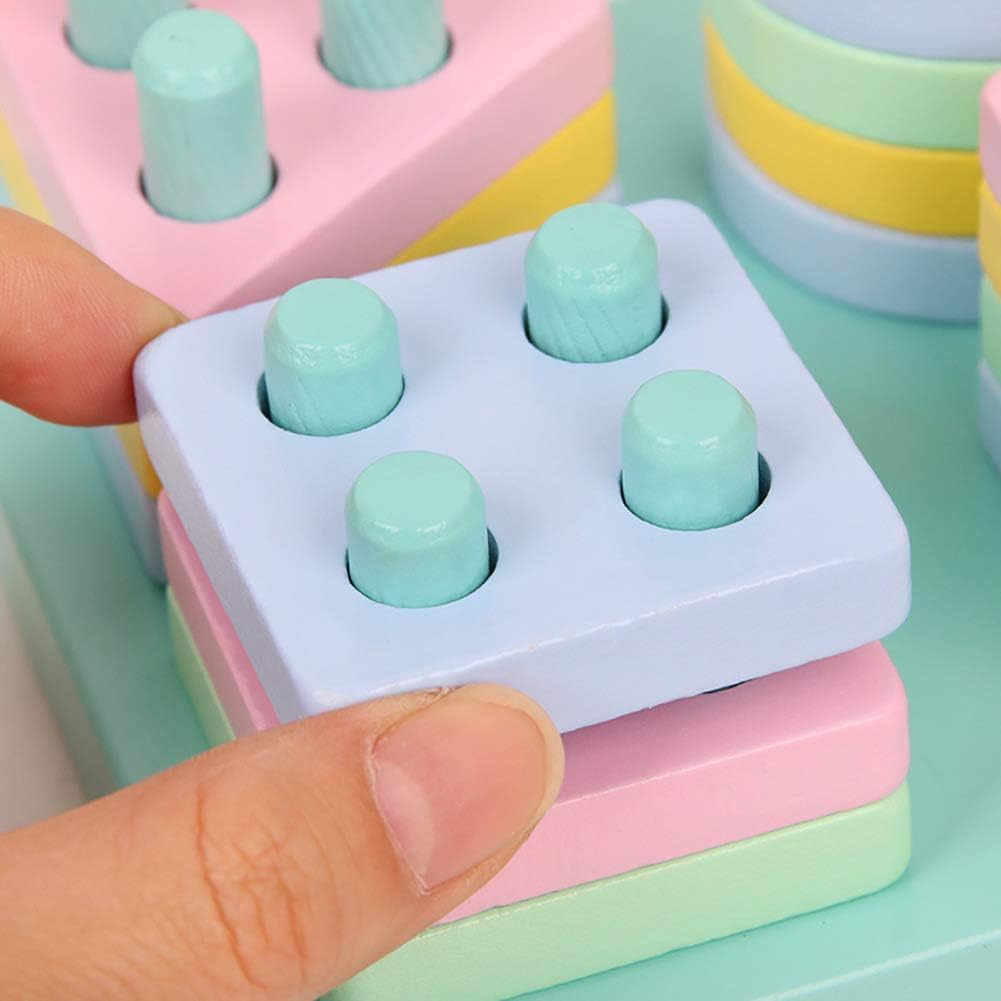 Fidtoy Geometric Stacking Shape Sorter Wooden Toy