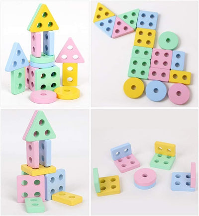 Fidtoy Geometric Stacking Shape Sorter Wooden Toy