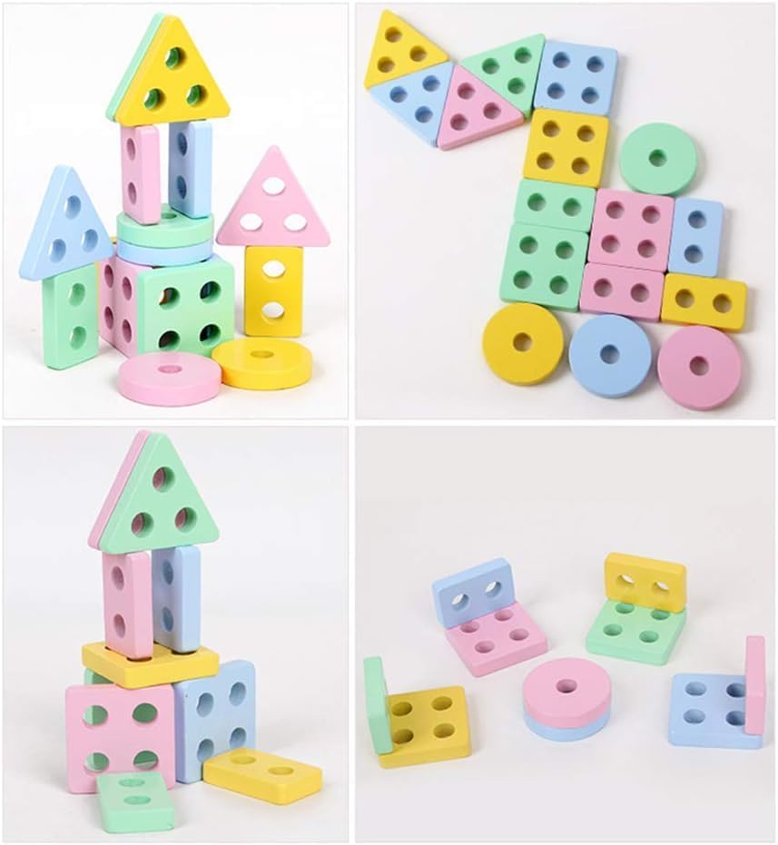 Fidtoy Geometric Stacking Shape Sorter Wooden Toy