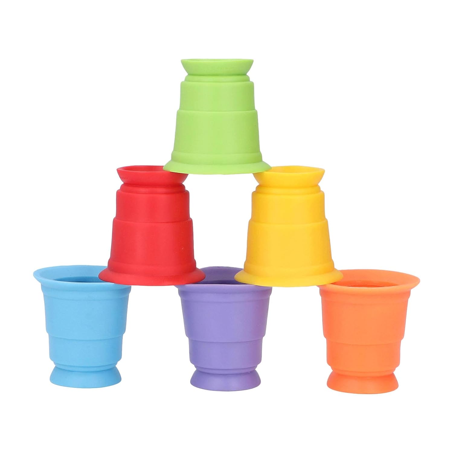 Vasos apilables de goma blanda de colores - 6 piezas