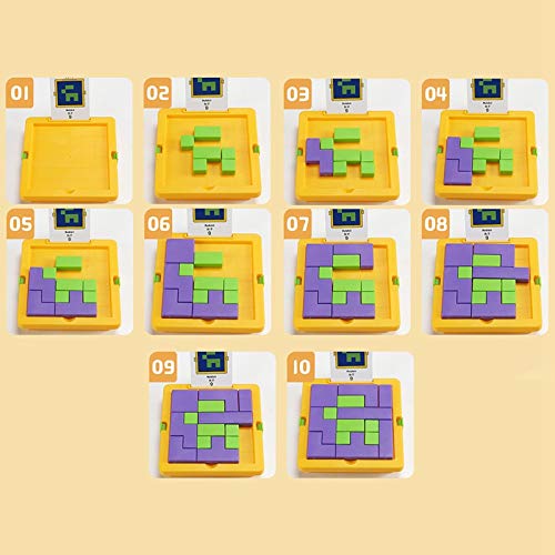 Fidtoy Variform Squares Mind Pattern Puzzle for Kids | 55 Challenge Cards, 13 Plastic Logic Blocks, Color Matching, Pattern Building, Memory & Problem-Solving Game Age 5-12