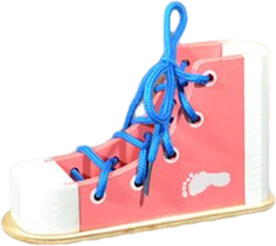 harayaa Montessori Laçage en Bois, Planche à Laçer pour la Maternelle, Outil d'apprentissage du laçage pour Enfants et Tout-petits, Rose