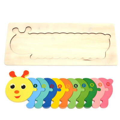 Fidtoy Puzzle en bois chiffres animaux Jouet Montessori pour enfants