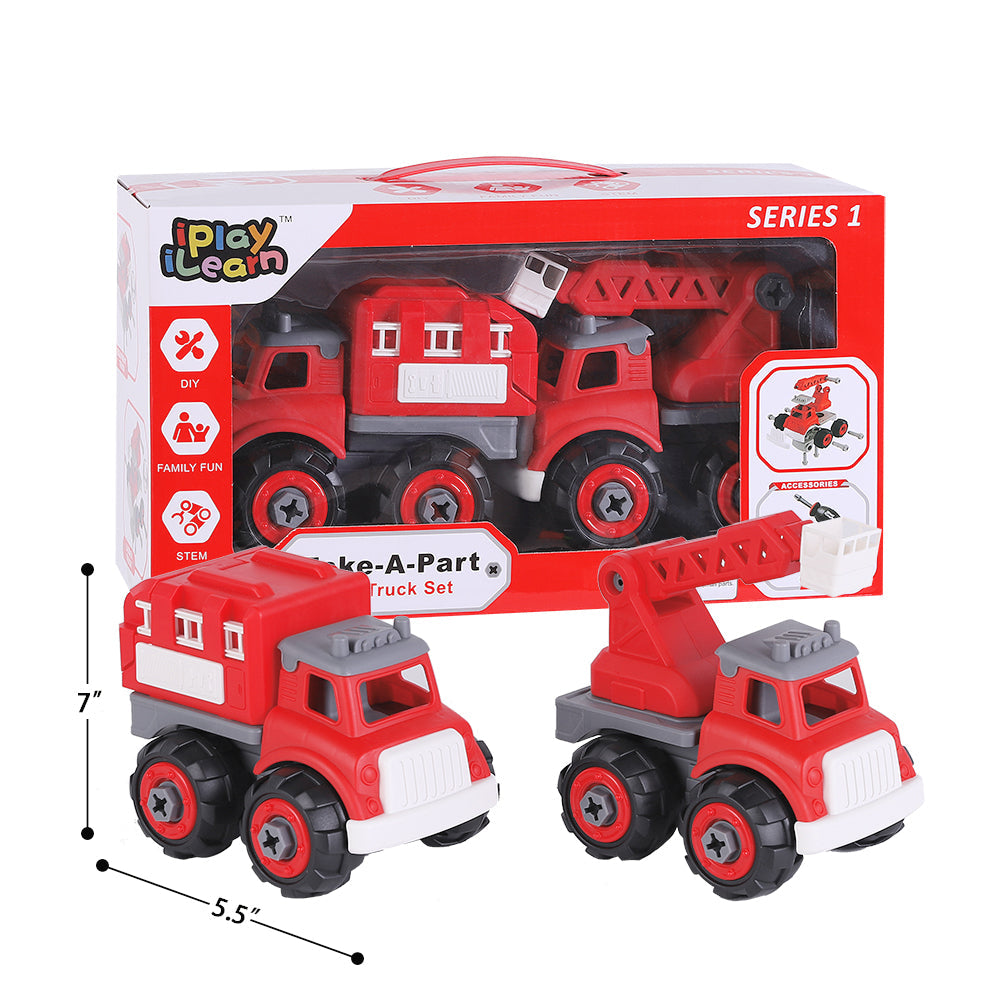 Kids Fire Engine Truck Toys Take Apart Assembly Play Set