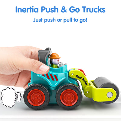 Juego de 6 vehículos de construcción Fidtoy con alfombrilla de juego para niños