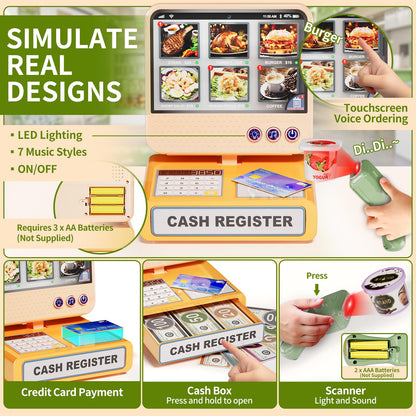 Supermarket Playset Deluxe Grocery Store with Cash Register & Coffee Maker  Educational Role Play Toy for Toddlers & Kids (Green or Pink)