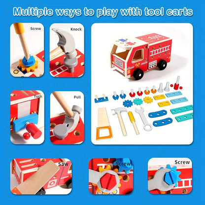 Wooden Fire Truck Assembly Toy for Kids