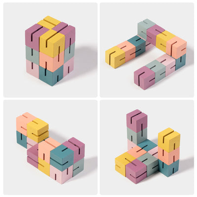 Blocs de construction 3D, jouets de ficelle de cubes de puzzle pour enfants, cubes de blocs de construction polyvalents
