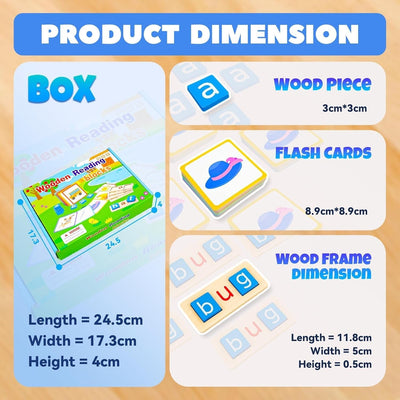 Cartes flash de mots visuels Blocs de lecture en bois pour la maternelle - 979