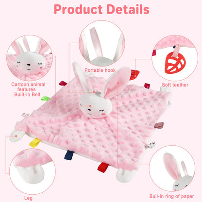 2 Pair Baby Comforter Blanket for New-born Toys Sensory Toys for Babies Baby New-born Animal Soft Toys Gifts Soft Touch Cuddle Snuggle Toys