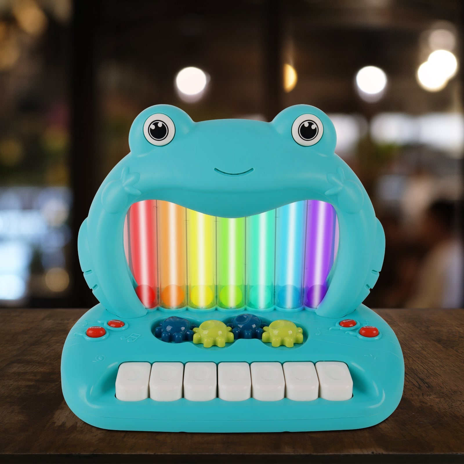 Blowing Ball Frog Piano Toy for Toddlers, Educational Musical Keyboard with Lights & Sounds, Early Learning Development Toy with Color Balls and Piano Keys for Boys & Girls Ages 18+ Months