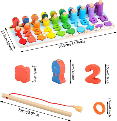 Fidtoy Tableau de comptage de poissons magnétique en bois Jouet Montessori