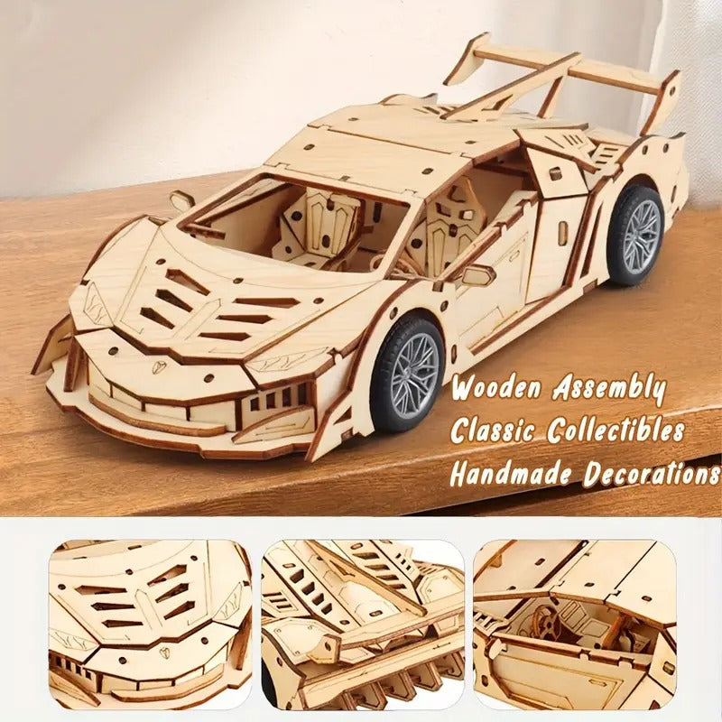 3D Wooden Mechanical Lamborghini Pull Back 114 Piece - 805