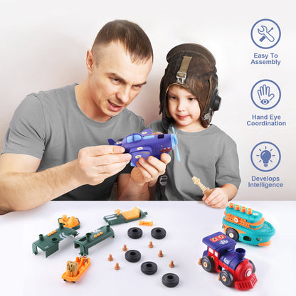 Electronic Take Apart Toy Set, Kids Assembly Vehicle Playset