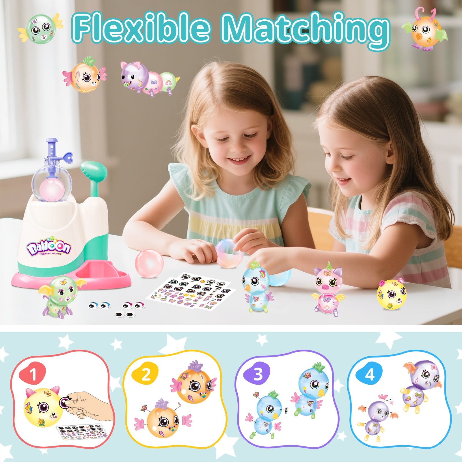 Balloon Inflate Toy Squishy Toys, Kawaii Squishies Party Favors for Kids 4-8 8-12 Glow in The Dark Squishy Pack Refills - DIY Squishy Making Kit