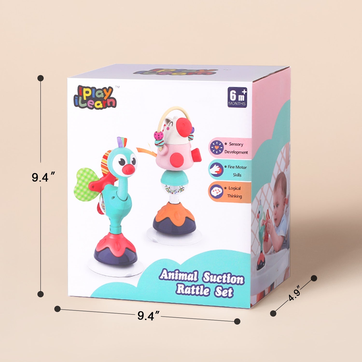 Fidtoy Suction Cup Rattle Toy for Babies 6 Months+