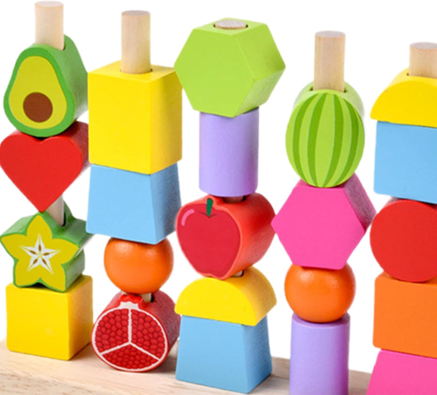 Wooden Montessori Fruits Sequence with Lacing Pattern - 050