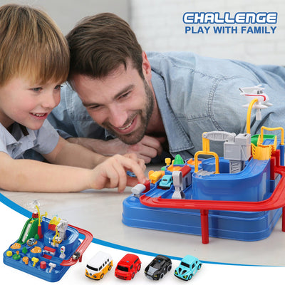 Fidtoy Car Adventure Track Set with 4 Mini Cars for Kids