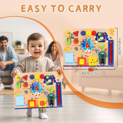 10in1 Wooden Sensory Busy Board Activity for Toddlers - A02