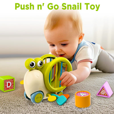 Fidtoy Juguete Clasificador de Formas de Caracol con Empuje para Bebés y Niños Pequeños