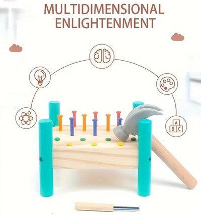 Interactive Nailing Wooden Table Activity Hammering Bench - 603