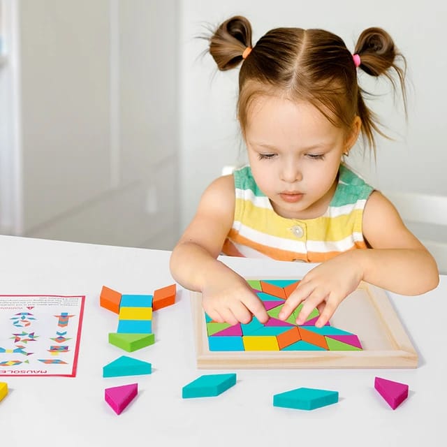 Wooden Geometrical Shapes Pattern Tangram Puzzle - 533