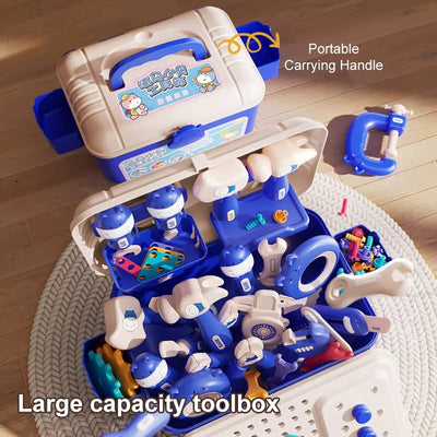 Caja de herramientas de taladro y destornillador eléctrico 3 en 1 para niños – Juego de construcción STEM, juguete educativo de ensamblaje DIY