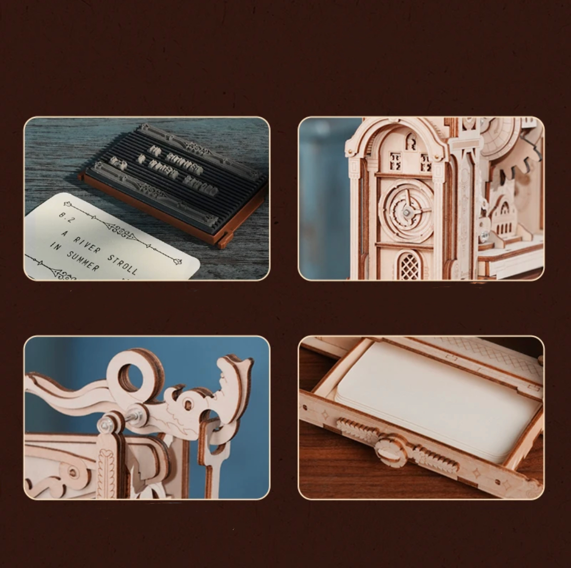 Presse d'Imprimerie Classique Mécanique Puzzle en Bois 3D