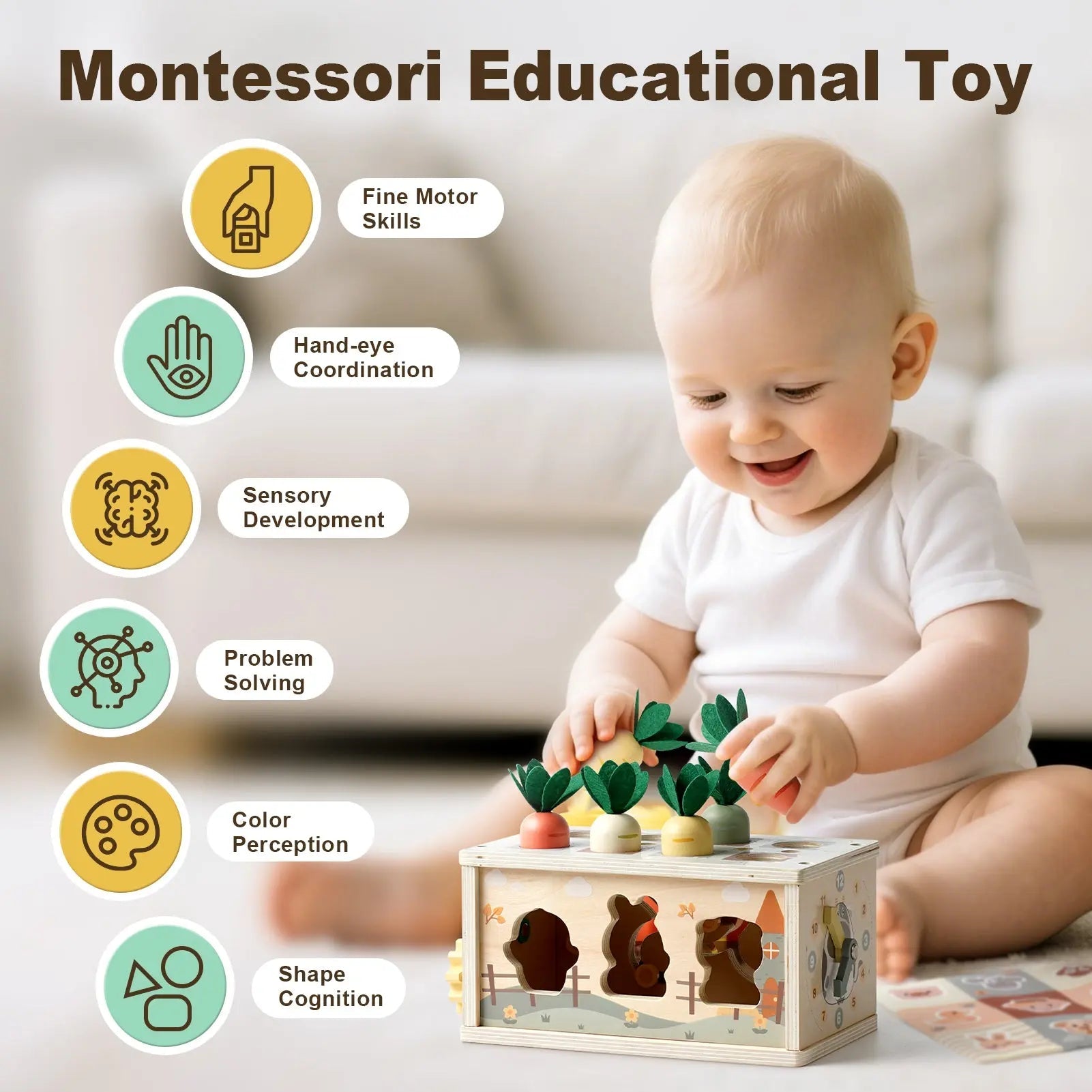 8-in-1 Activity Cube for Toddlers | Montessori Wooden Learning Toy