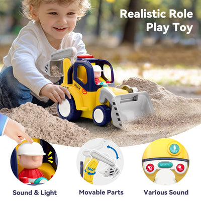 Camión de construcción teledirigido Fidtoy con luces y sonidos para niños pequeños