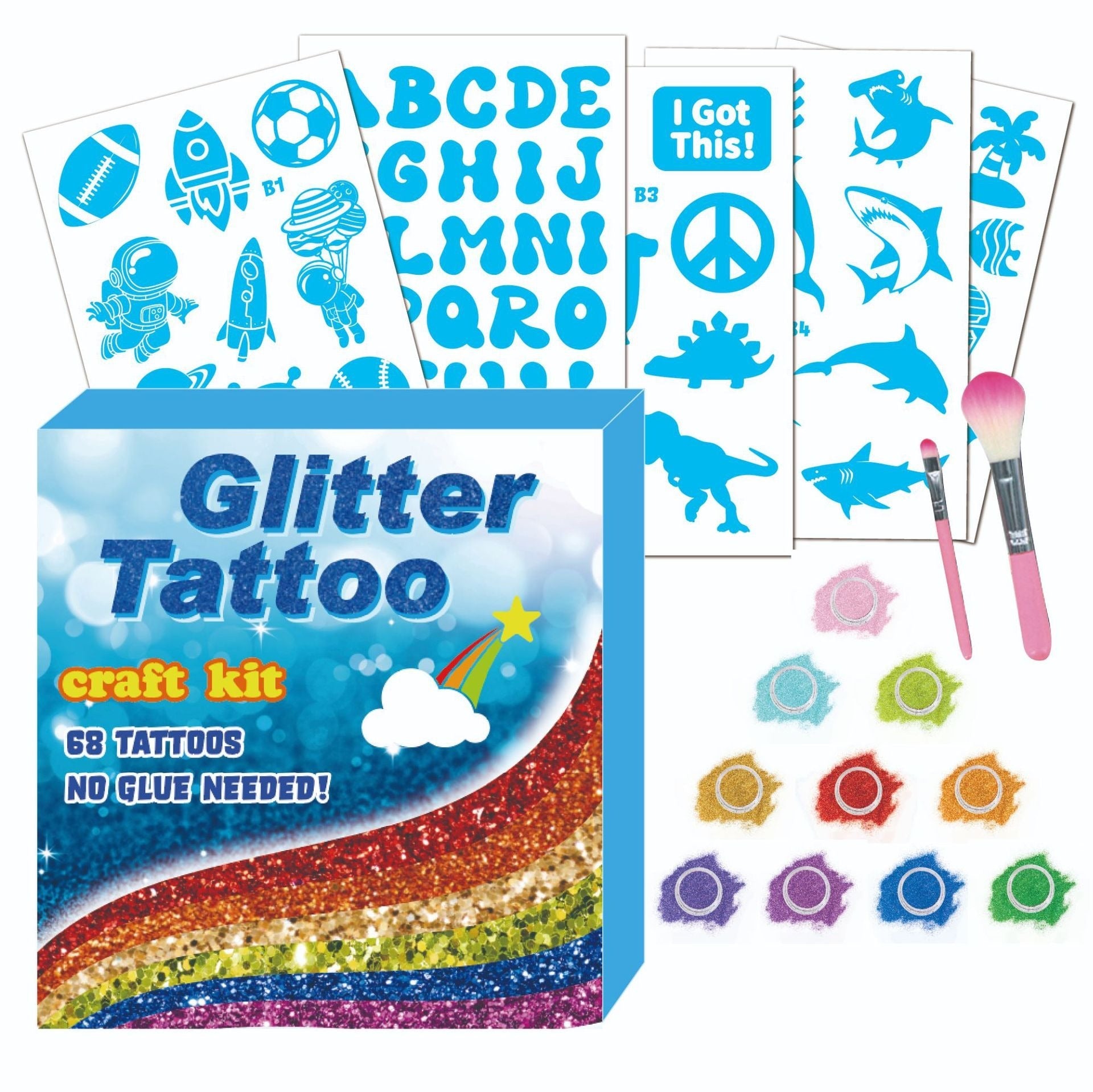 Kids DIY Glitter Tattoo Set Party Craft Kit