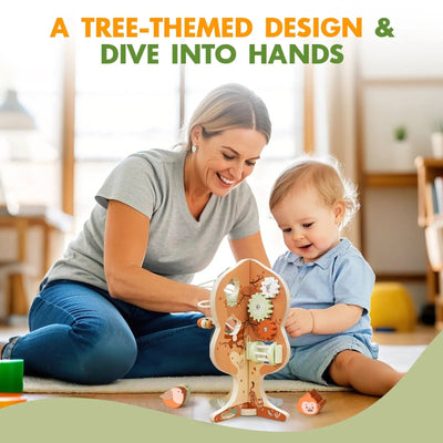 8-in-1 Tree-Themed Learning Cube for Toddlers - Montessori Educational Toy