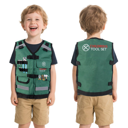 Role Play Clothes Set Construction Role Play Costume Realistic Builder Vest, Safety Helmet, Toy Tools & Accessories- STEM Pretend Play Kit for Boys and Girls Ages 3+ - Dress-Up Gift