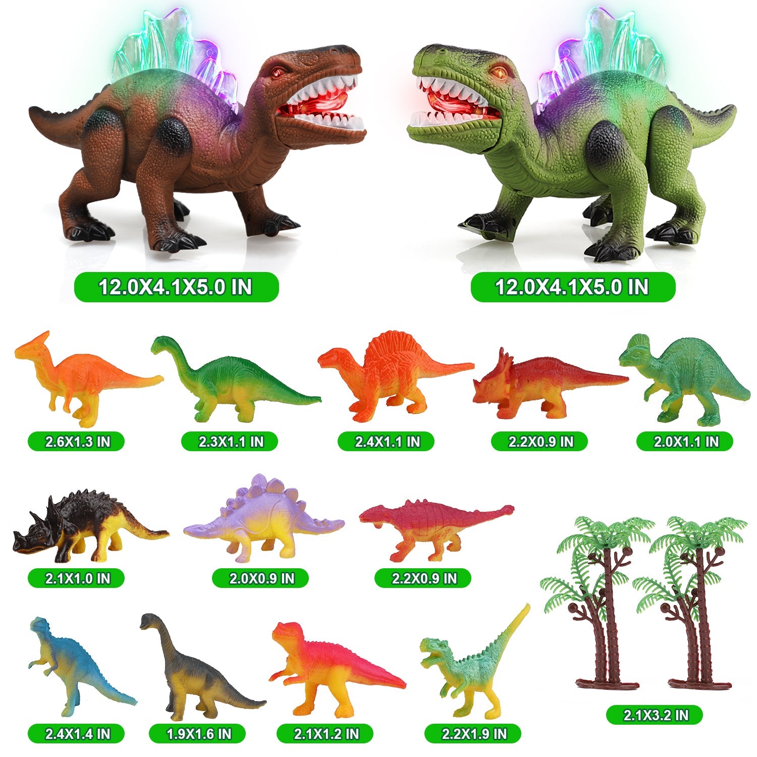 STEAM Life 2 Pack Walking Dinosaur Toys for Kids