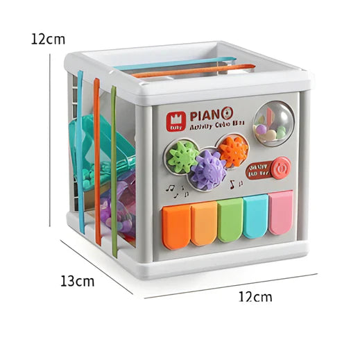 Fidtoy 5-in-1 Baby Learning Piano Puzzle Cube for Toddlers, Interactive Musical Activity Cube with Piano Keys, Lights, Sound Effects and Early Learning Play Age 2–6
