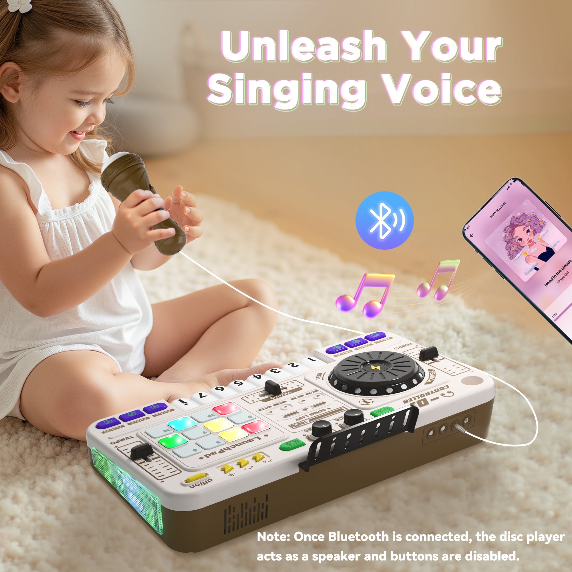 Kids DJ Mixer Toy, Toddler Musical DJ Turntable