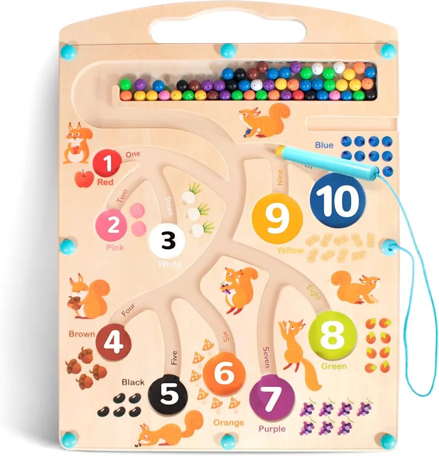 Wooden Magnetic Color and Number Maze Board - 018